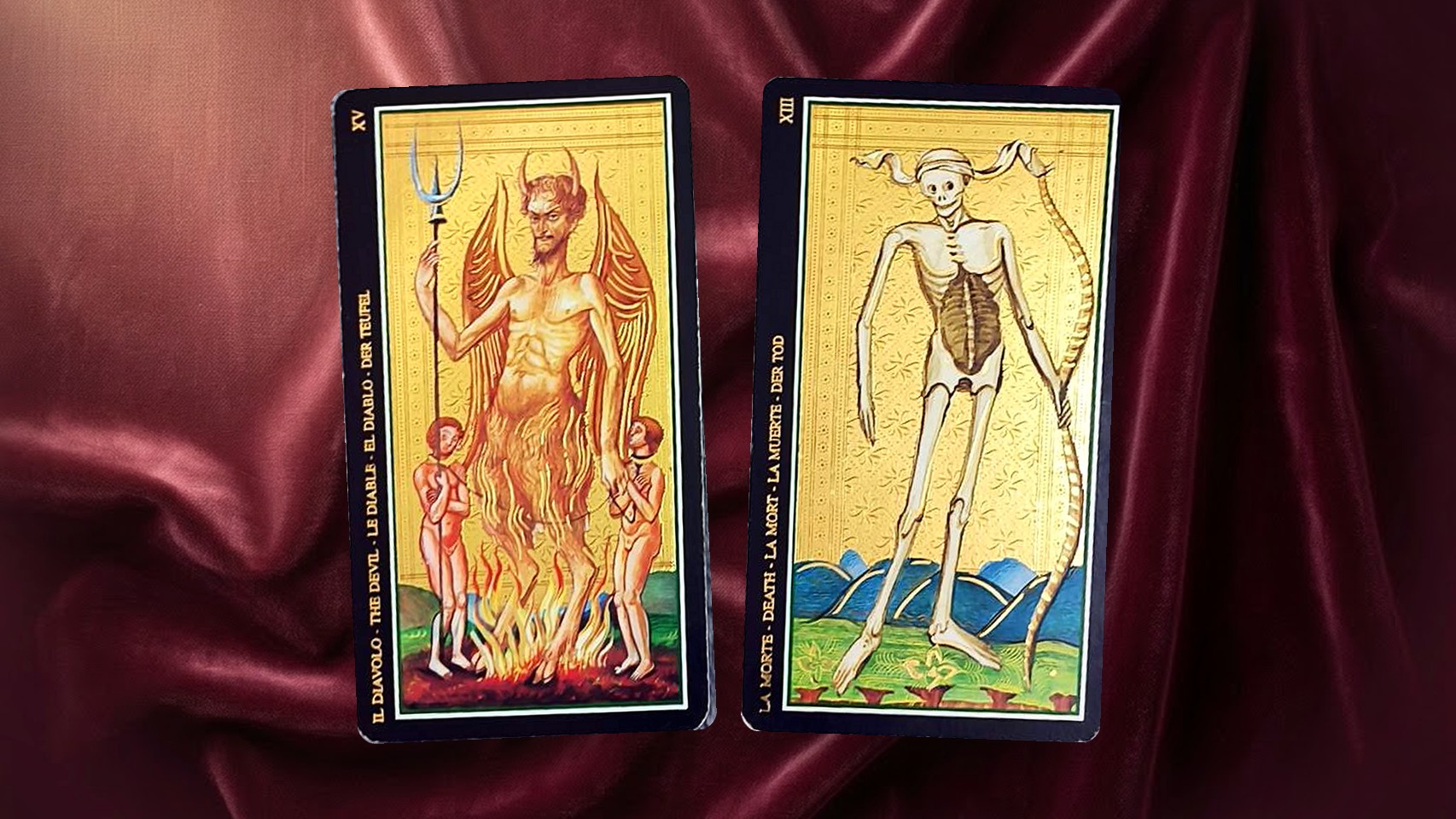 古典風牌卡的惡魔與死神